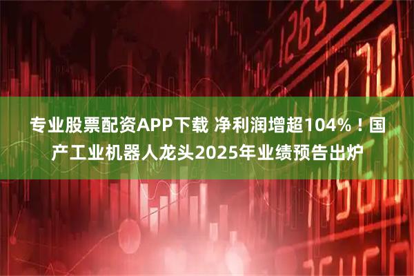 专业股票配资APP下载 净利润增超104% ! 国产工业机器人龙头2025年业绩预告出炉